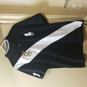 Large short sleeve collared polo black